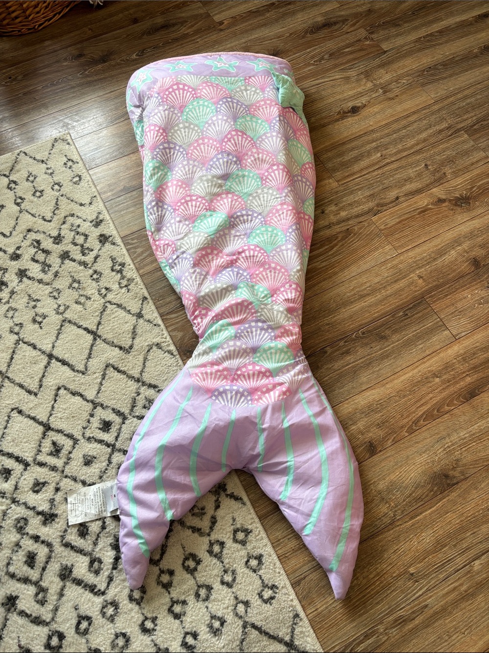 Girls Mermaid Tail One-Piece Footie - Pastel Pink & Mint